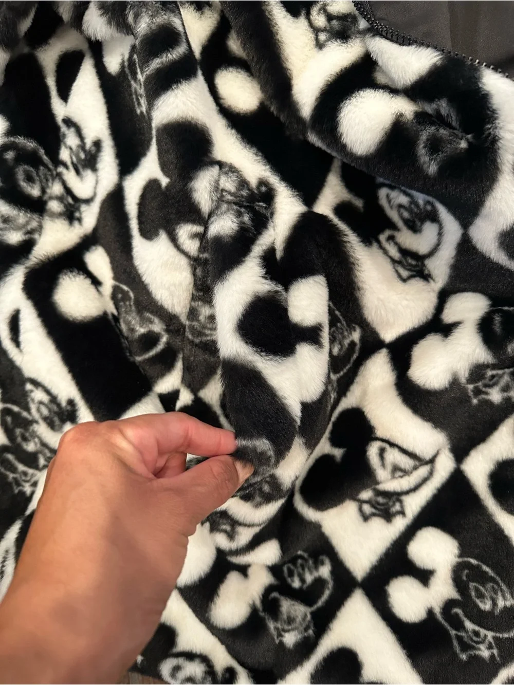 Disney Black and White Mickey Mouse Plush Fleece Coat - Picture 4 of 5